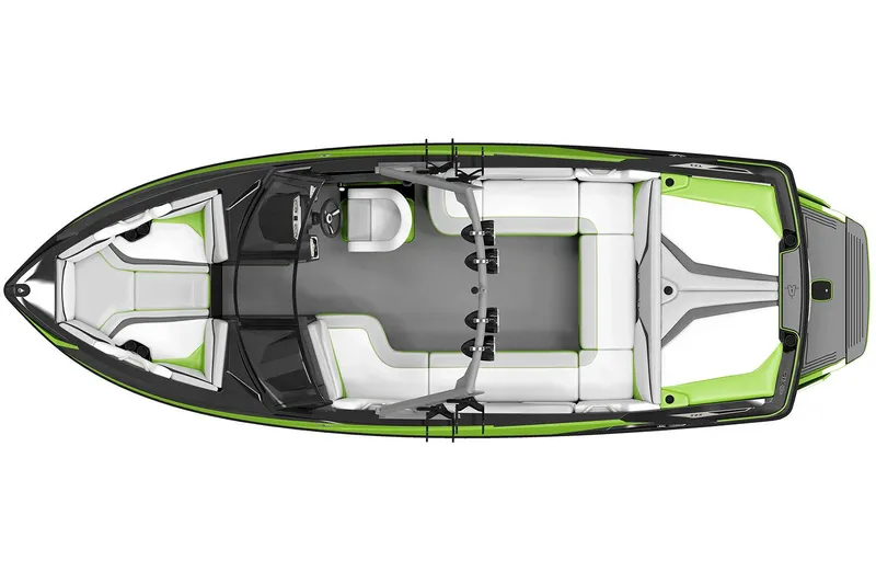 Slide: The Image of Manufacturer Provided Image: 2017 Axis T23 boat interior, top view, green and white seating. - 21