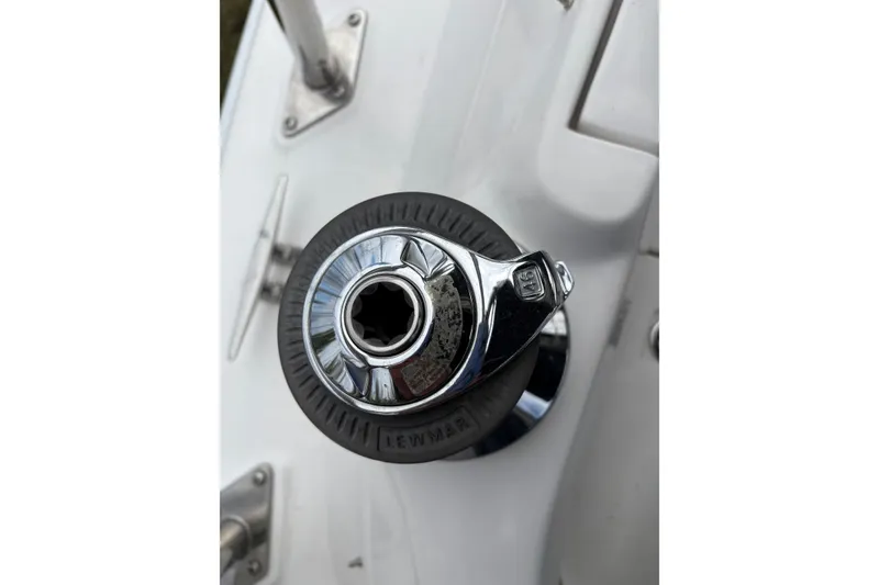 Slide: The Image of Winch on 2009 Hunter 41 Deck Salon sailboat, featuring Lewmar branding. - 15