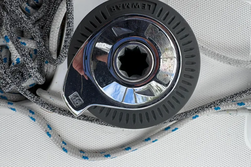 Slide: The Image of Close-up of a Lewmar winch on a 2009 Hunter 41 Deck Salon sailboat. - 18
