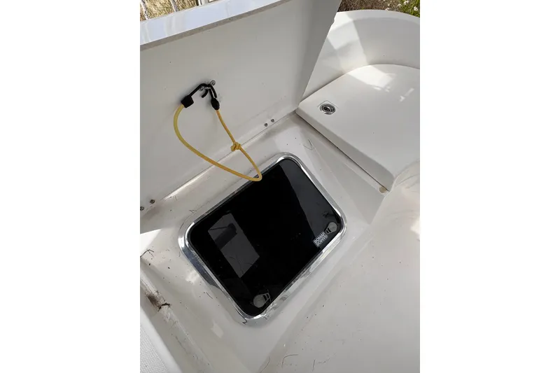 Slide: The Image of Hatch on 2009 Hunter 41 Deck Salon sailboat, featuring a secure latch and clean design. - 31