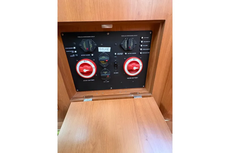 Slide: The Image of Electrical control panel on a 2009 Hunter 41 Deck Salon sailboat. - 52