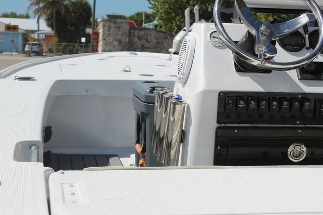 Slide: The Image of 2005 Action Craft 1890 Flatmaster boat console and cockpit detail view. - 16