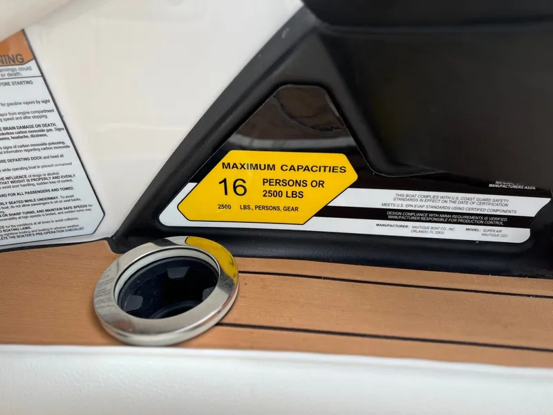 Slide: The Image of Nautique G23 2021 boat capacity: 16 persons or 2500 pounds. - 27