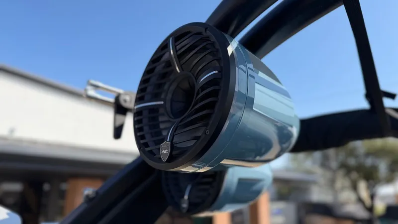 Slide: The Image of Close-up of a speaker on a 2022 Tigé 25ZX boat. - 16