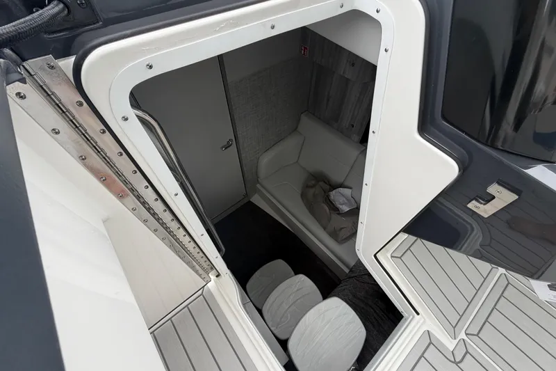 Slide: The Image of Interior view of 2026 Formula 360 Crossover Bowrider OB, featuring sleek cabin design. - 34