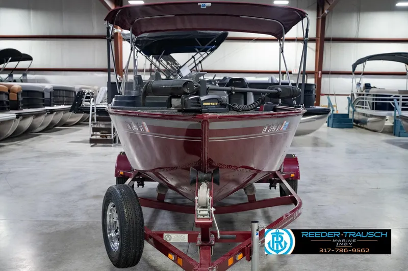 Slide: The Image of 2017 Lund 1650 Rebel XS SS boat on trailer in showroom. - 5
