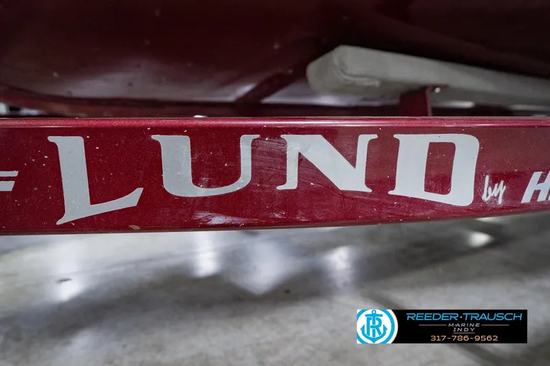 Slide: The Image of Red Lund 1650 Rebel XS SS boat trailer with logo, 2017 model. - 61