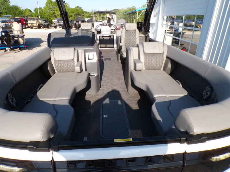Slide: The Image of Interior of 2026 GODFREY TRITOONS SanPan 2700 with luxurious seating. - 10