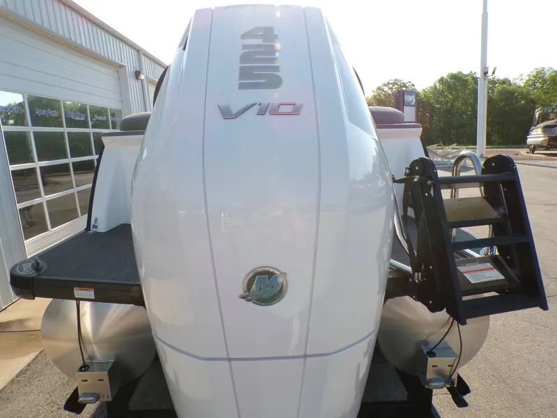 Slide: The Image of Rear view of 2026 GODFREY TRITOONS SanPan 2700 with 425 V10 engine. - 21