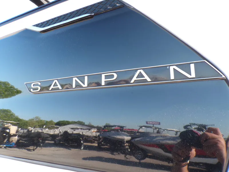 Slide: The Image of Close-up of SanPan 2700 logo on a boat. - 5