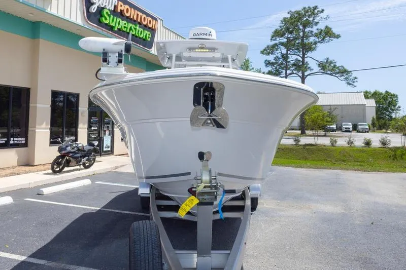 Slide: The Image of 2023 Sea Fox 288 Commander boat on trailer at dealership parking lot. - 8
