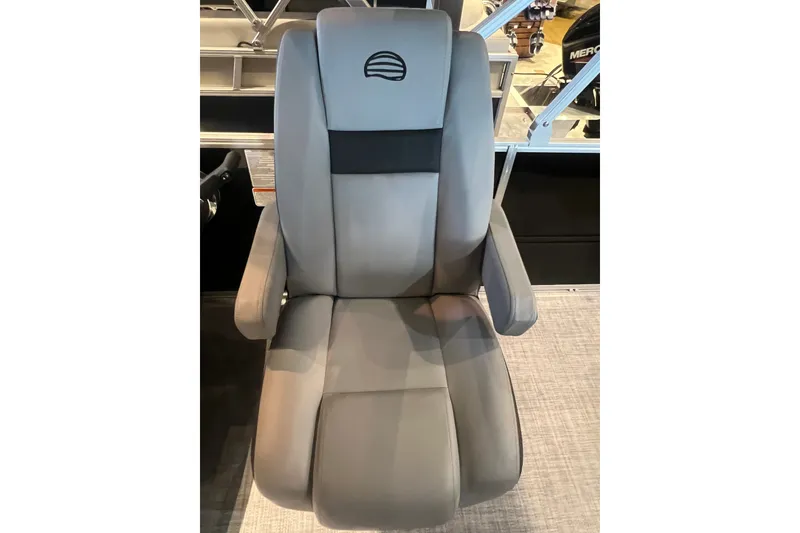 Slide: The Image of Gray captain's chair on 2026 Sun Tracker Party Barge 20 DLX pontoon boat. - 13