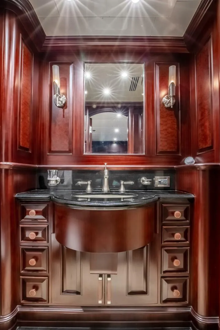Slide: The Image of Luxurious wooden bathroom vanity on 2009 Horizon Model Tri-Deck yacht. - 25