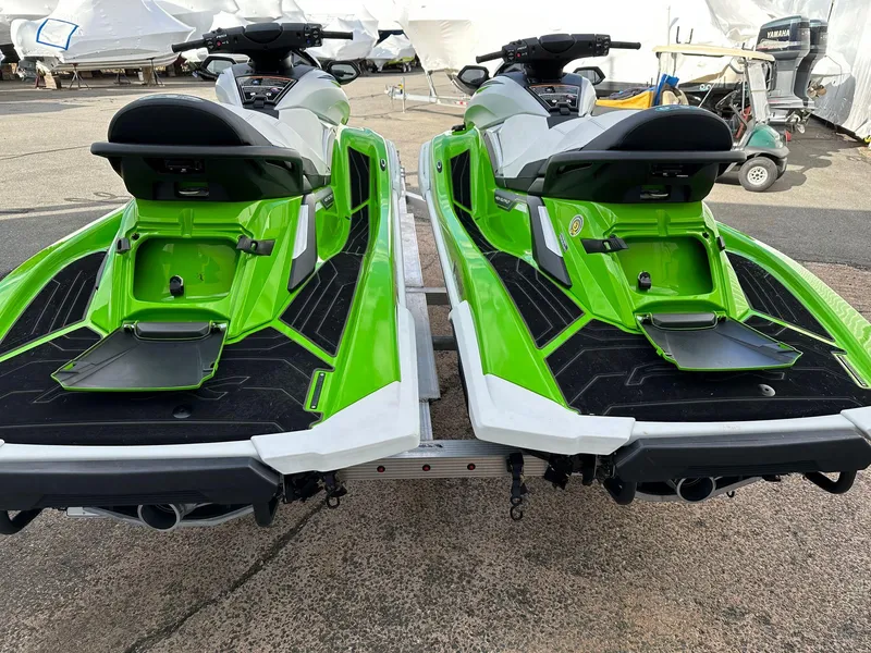 Slide: The Image of Two green 2021 Yamaha WaveRunner FX Cruiser HO on a trailer. - 5