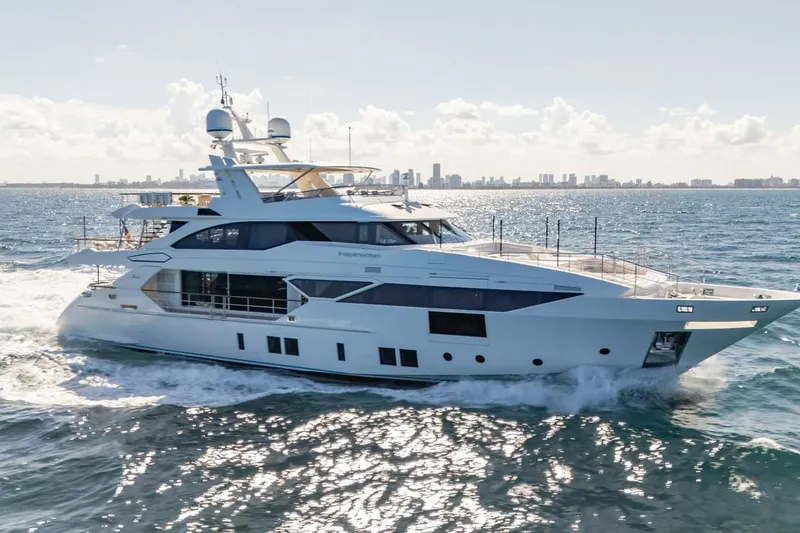 Slide: The Image of 2018 Benetti 125 FAST yacht cruising on open water. - 0