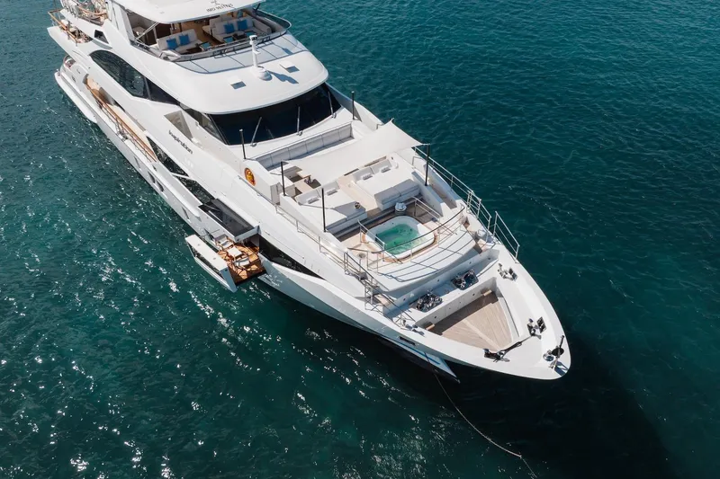 Slide: The Image of Luxurious 2018 Benetti Fast 125 yacht with jacuzzi, cruising in clear blue waters. - 3