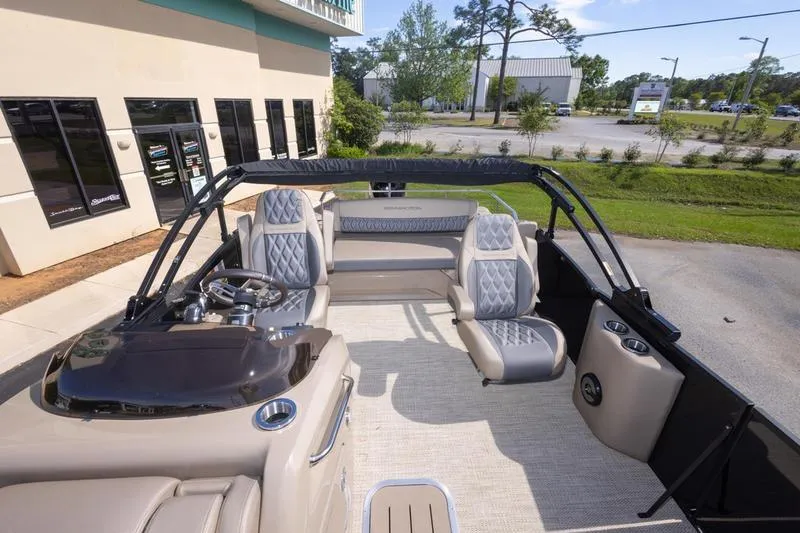 Slide: The Image of 2023 Bennington R23 Swingback boat interior with luxurious seating and modern design. - 17