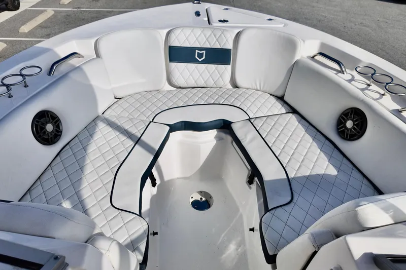 Slide: The Image of Luxurious seating area on 2024 Sea Fox 228 Commander boat with quilted upholstery. - 3