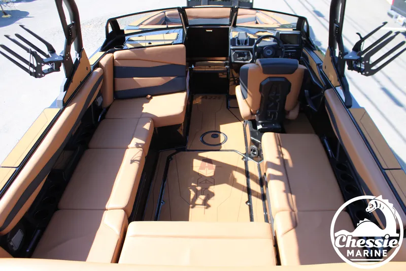 Slide: The Image of Interior of Axis A225 boat, 2026 model, featuring luxurious leather seating. - 11