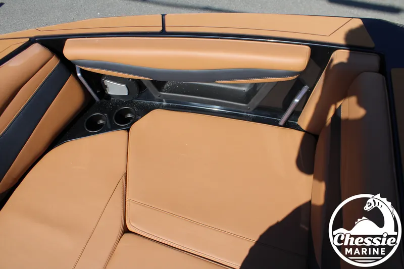 Slide: The Image of Luxurious brown leather seating in Axis A225 boat, model 2026. - 24