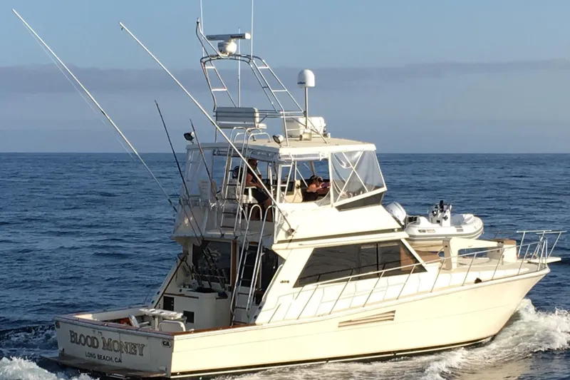 The Image of 1988 Viking 48 Convertible yacht cruising on open ocean waters. - 0