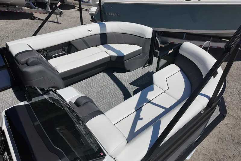 Slide: The Image of Luxurious interior of 2026 Viaggio Lago Z-U 22 boat with sleek seating design. - 6