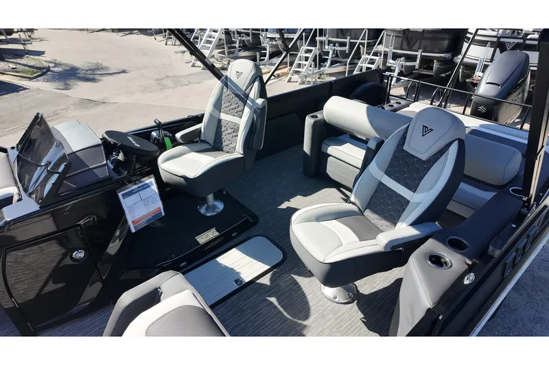 Slide: The Image of Luxurious 2026 Viaggio Diamante S 22 boat interior with plush seating and modern design. - 8