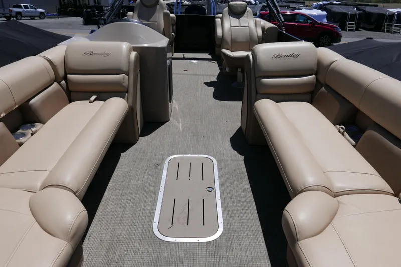 Slide: The Image of Luxurious interior of a 2019 Bentley 253 Admiral RE boat with beige seating. - 3