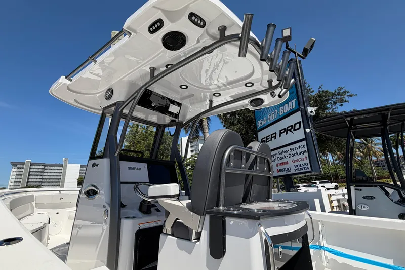Slide: The Image of 2026 Sea Pro 262 DLX boat with modern features. - 5