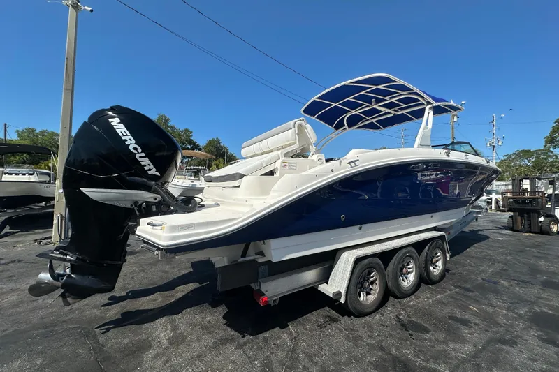 Slide: The Image of 2017 Sea Ray SDX 290 Outboard boat with Mercury engine on trailer. - 6