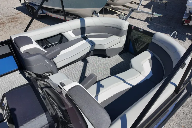 Slide: The Image of Luxurious seating on 2026 Viaggio Diamante U 22 pontoon boat, featuring modern design and comfort. - 4