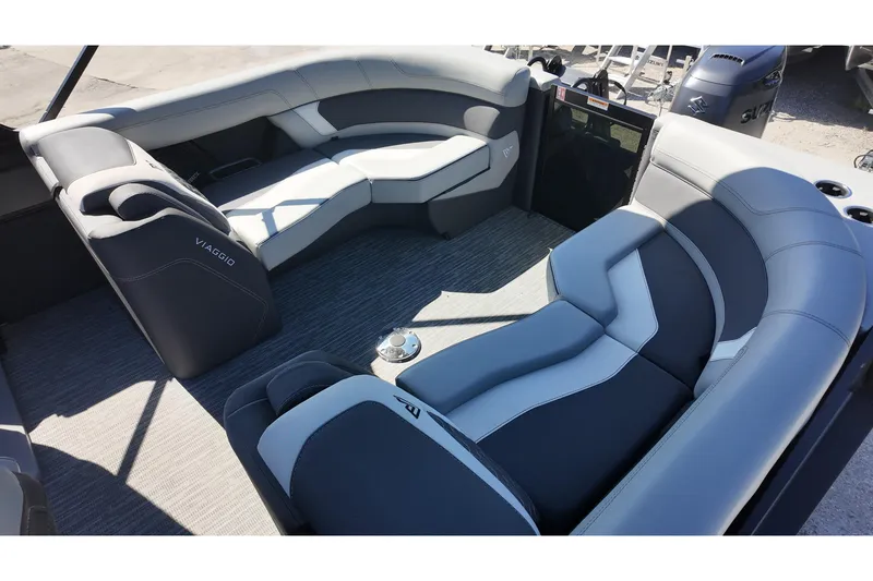 Slide: The Image of Luxurious seating in the 2026 Viaggio Diamante U 22 boat, featuring modern design and comfort. - 7