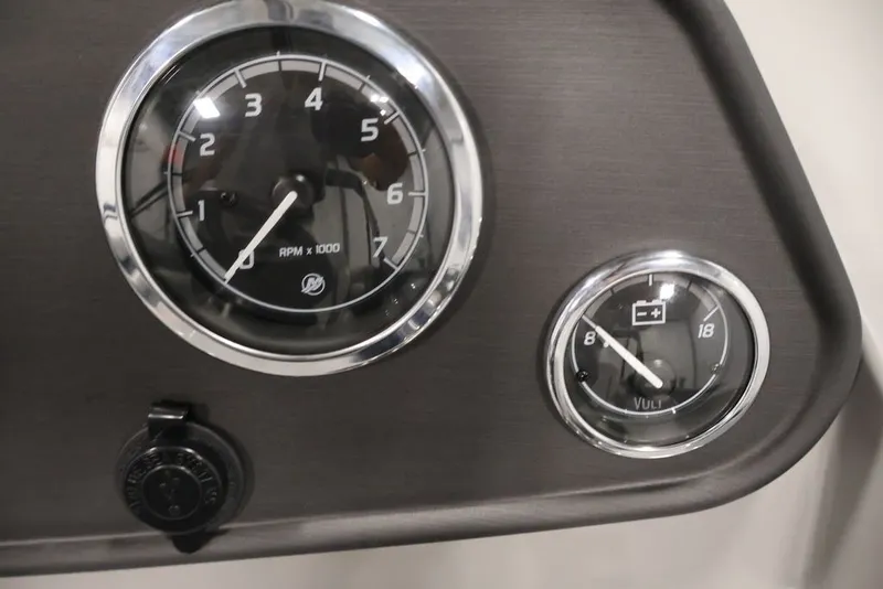 Slide: The Image of Dashboard of 2026 Bentley Pontoons 200 LE CW with RPM and volt gauges. - 18