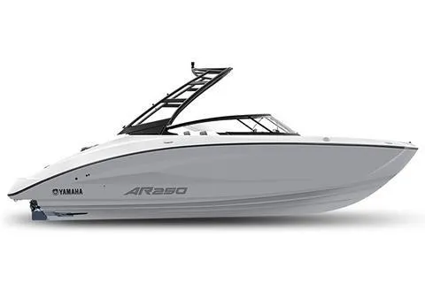 The Image of 2025 Yamaha Boats AR250, sleek white design, side view. - 1