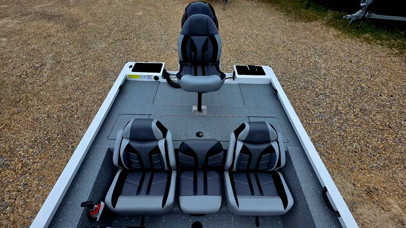 Slide: The Image of Interior of 2026 G3 Sportsman 1910 boat with modern seating. - 16