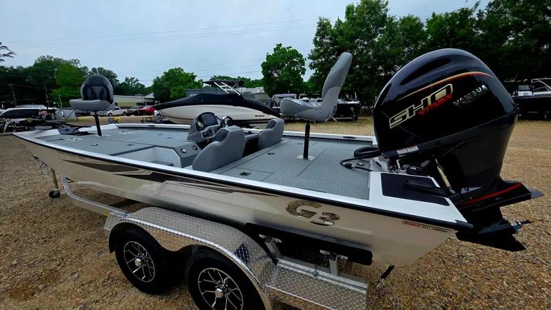 Slide: The Image of 2026 G3 Sportsman 1910 boat with Yamaha engine on trailer. - 6