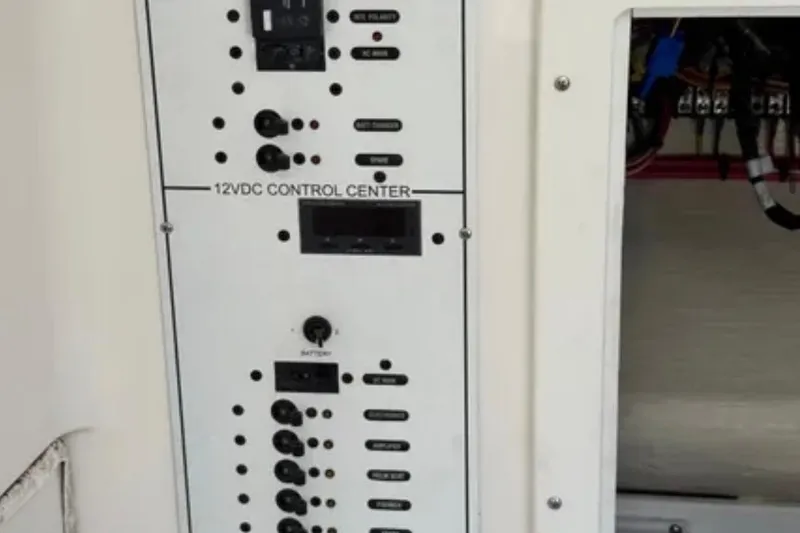 Slide: The Image of 12VDC control center panel on 2019 SeaVee 320B boat. - 22