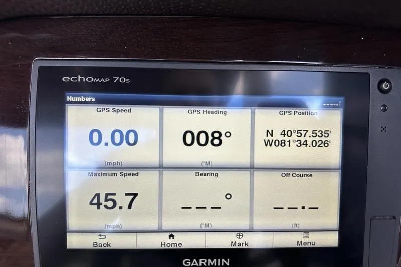 Slide: The Image of Garmin echoMAP 70s display on 2015 Chaparral 257 SSX showing GPS speed and heading. - 18