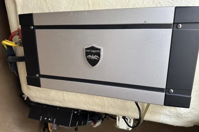 Slide: The Image of Wet Sounds audio amplifier installed in a 2015 Chaparral 257 SSX boat. - 41