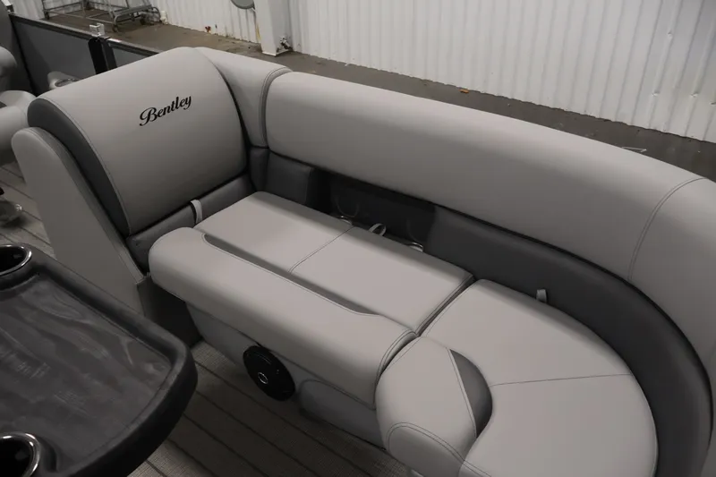 Slide: The Image of 2026 Bentley Pontoons 220 Navigator interior with luxurious gray seating. - 14