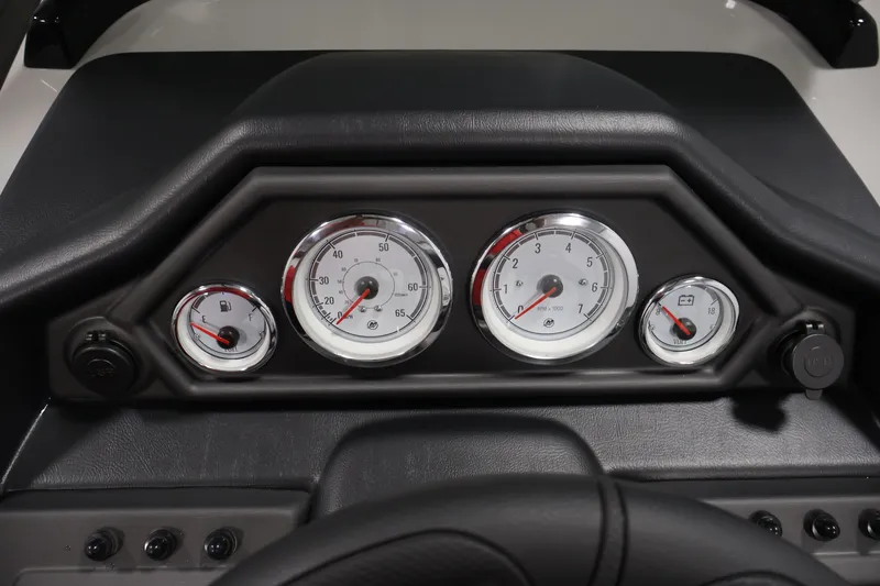 Slide: The Image of Dashboard of 2026 Bentley Pontoons 220 Navigator with gauges and controls. - 23