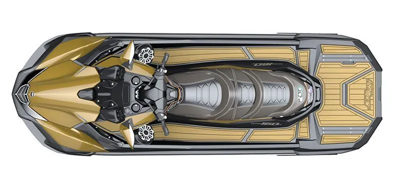 Slide: The Image of 2023 Kawasaki JET SKI ULTRA 160LX, top view, gold-black design. - 4