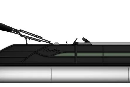 The Image of 2026 Bentley Pontoons 223 Swingback Tri-toon, sleek design, side view, black and green accents. - 1