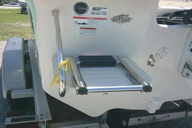 Slide: The Image of 2021 Carolina Skiff 23 LS boat ladder and trailer detail. - 9