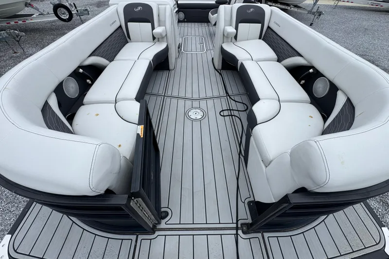 Slide: The Image of 2023 Barletta CORSA 25UC boat interior with luxurious seating and modern design. - 15