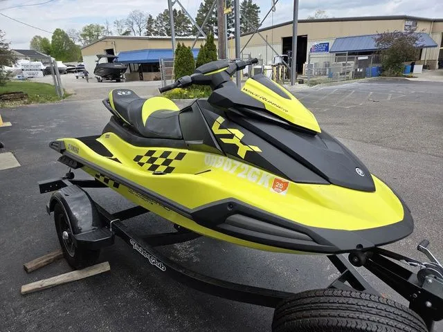 Slide: The Image of 2023 Yamaha WaveRunner VX Cruiser HO on trailer, yellow and black. - 4