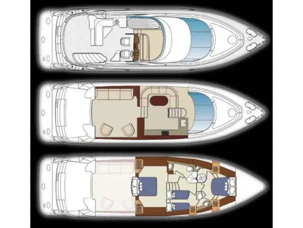 Slide: The Image of Luxurious 2007 Marquis 55 LS yacht bedroom with elegant wood cabinetry and nautical-themed decor. - 15