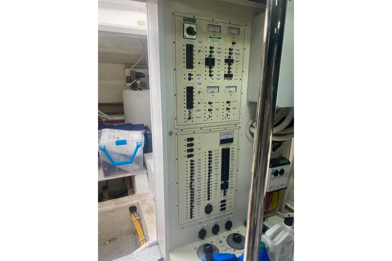 Slide: The Image of Electrical control panel inside 2007 Marquis 55 LS yacht engine room. - 72