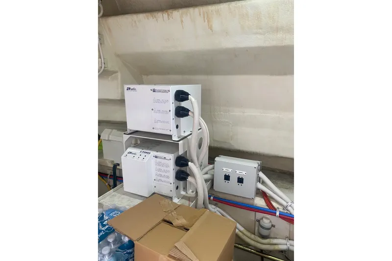 Slide: The Image of Electrical equipment in the engine room of a 2007 Marquis 55 LS yacht. - 75
