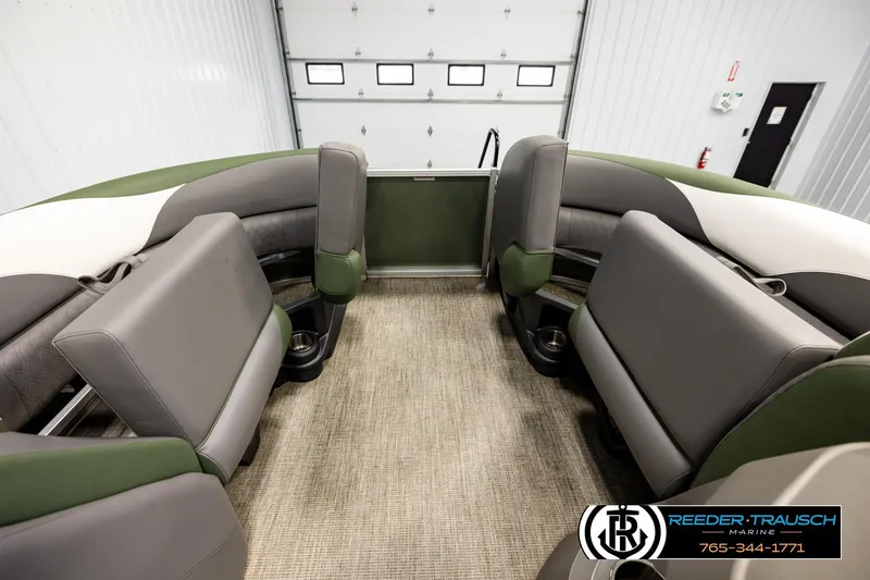 Slide: The Image of 2024 Avalon LSZ CRB boat interior with stylish seating and modern design. - 19